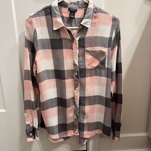 Pink/grey plaid button up Size medium